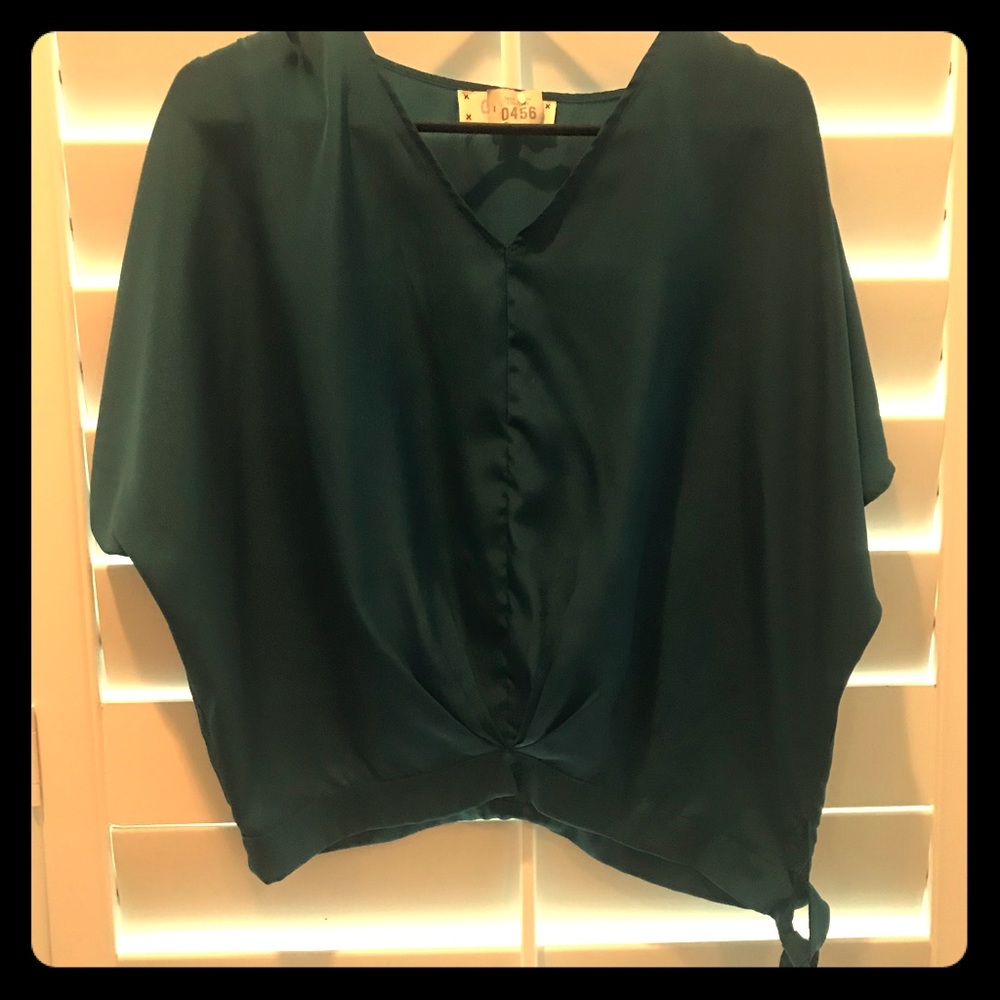 Teal/dark green side tie shirt